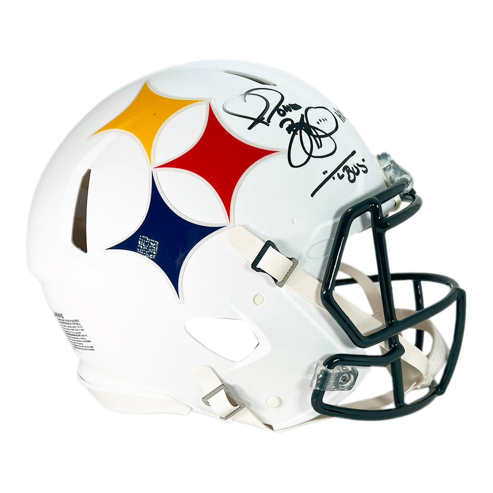 Jerome Bettis Signed HOF - The Bus Inscriptions Pittsburgh Steelers Authentic AMP Full-Size Football Helmet (Beckett)