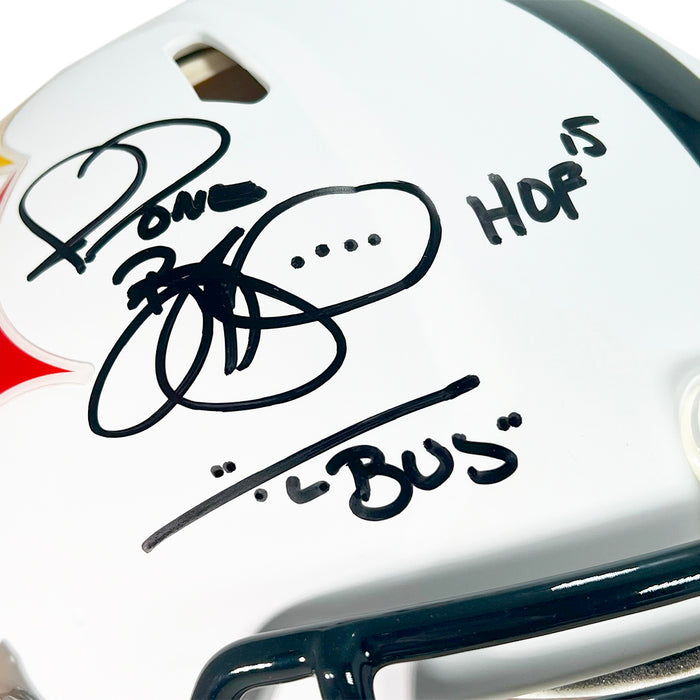 Jerome Bettis Signed HOF - The Bus Inscriptions Pittsburgh Steelers Authentic AMP Full-Size Football Helmet (Beckett)