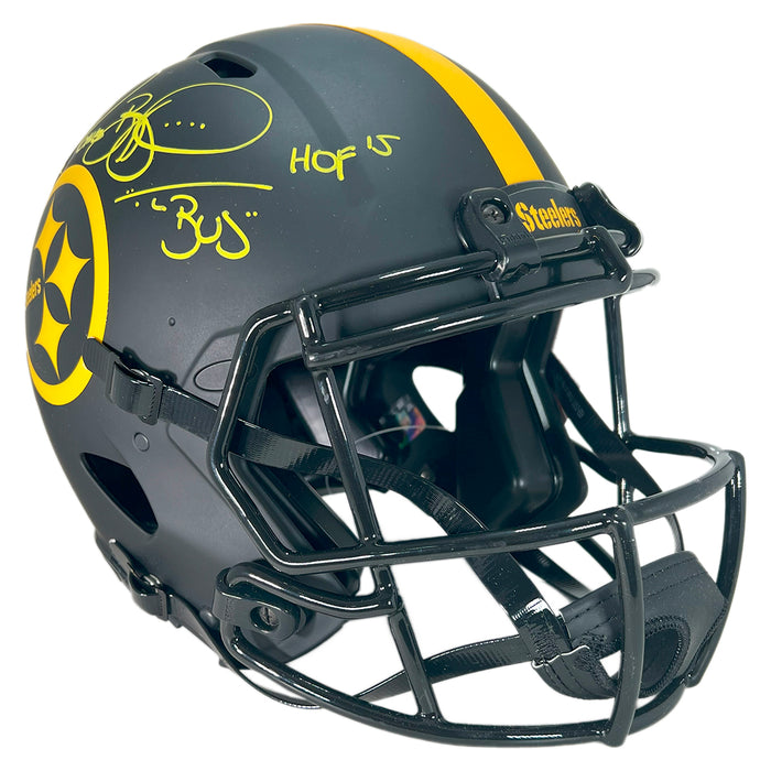 Jerome Bettis Signed HOF - The Bus Inscriptions Pittsburgh Steelers Authentic Eclipse Speed Full-Size Football Helmet (Beckett)