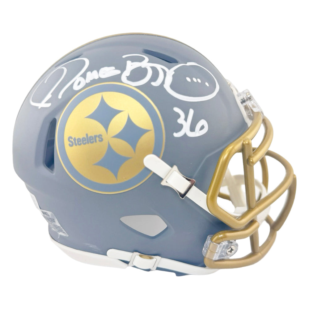 Jerome Bettis Signed Pittsburgh Steelers Slate Alternate Speed Mini Football Helmet (Beckett)