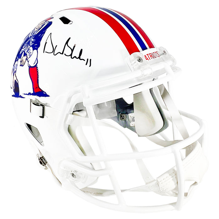 Drew Bledsoe Signed New England Patriots Throwback 1982-89 Speed Full-Size Replica Football Helmet (Beckett)