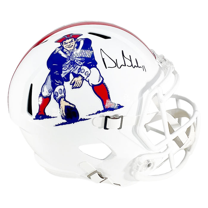 Drew Bledsoe Signed New England Patriots Throwback 1982-89 Speed Full-Size Replica Football Helmet (Beckett)