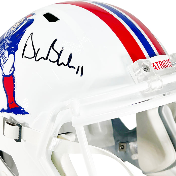 Drew Bledsoe Signed New England Patriots Throwback 1982-89 Speed Full-Size Replica Football Helmet (Beckett)