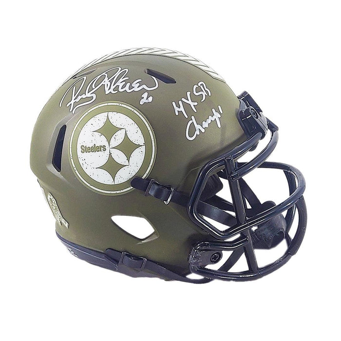 Rocky Bleier Signed 4x SB Champs Inscription Pittsburgh Steelers Speed Mini  Football Helmet (Beckett)