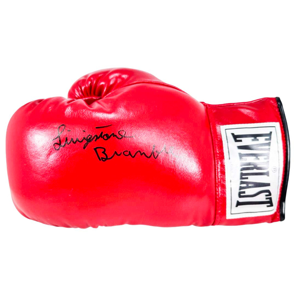 Livingstone Bramble Signed Red Boxing Glove (JSA)