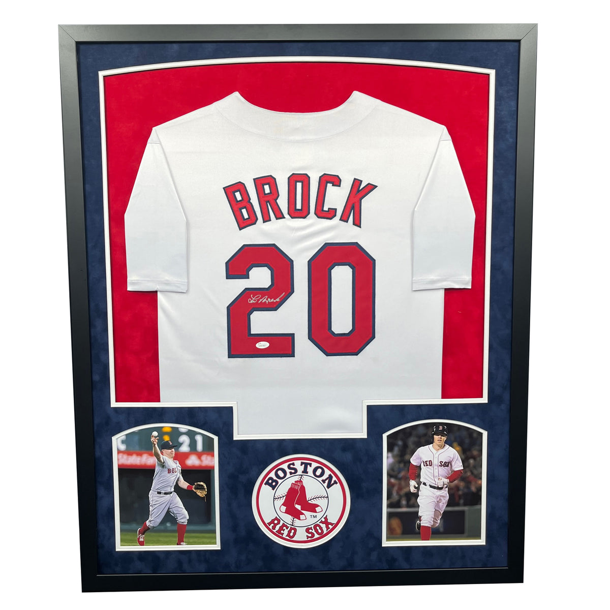 Lou Brock Signed St. Louis White Custom Double-Suede Framed baseball J — RSA