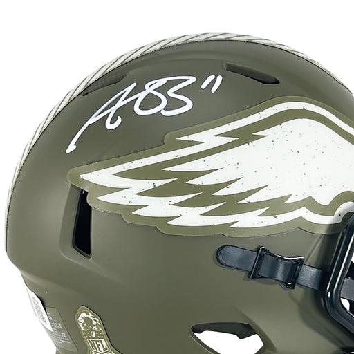 A.J. Brown Autographed Eagles Salute to Service Speed Mini Helmet