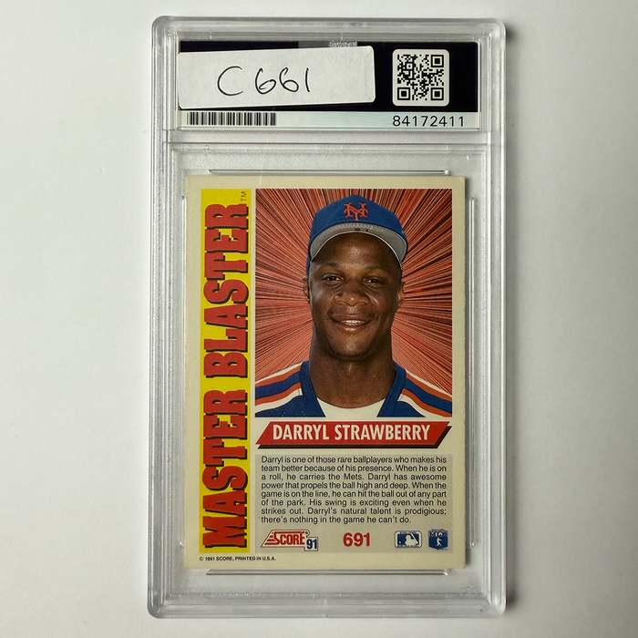 Darryl Strawberry Signed 1991 Score #691 PSA Auto Authentic