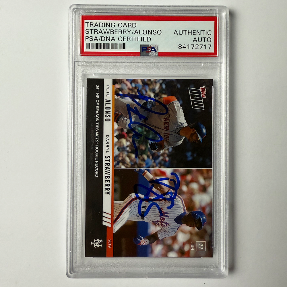 Pete Alonso Darryl Strawberry Signed 2019 Topps #418 PSA Auto Authentic