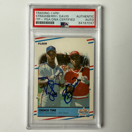 Darryl Strawberry Eric Davis Signed 1988 Fleer #637 PSA Auto Authentic