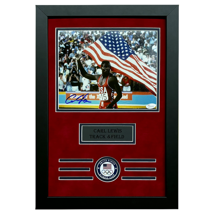 Carl Lewis Hand Signed & Framed USA Olympic 8x10 Photo (JSA)