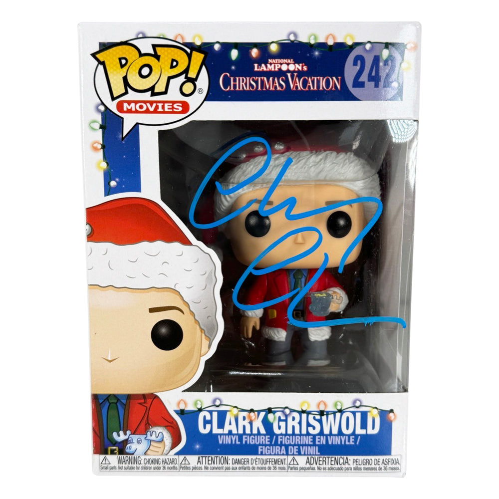 Chevy Chase Signed Clark Griswold Blue Ink Funko POP! Vinyl Figure (Beckett)