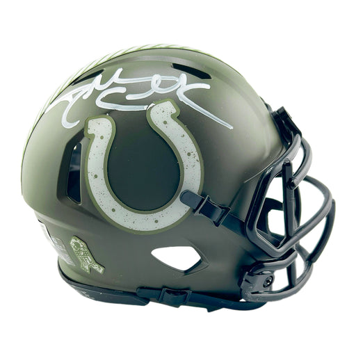 Dallas Clark Signed Indianapolis Colts Salute to Service Mini Football Helmet (Beckett)
