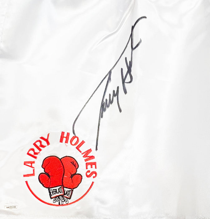 Larry Holmes Gerry Cooney Dual Signed White Boxing Trunks (JSA)