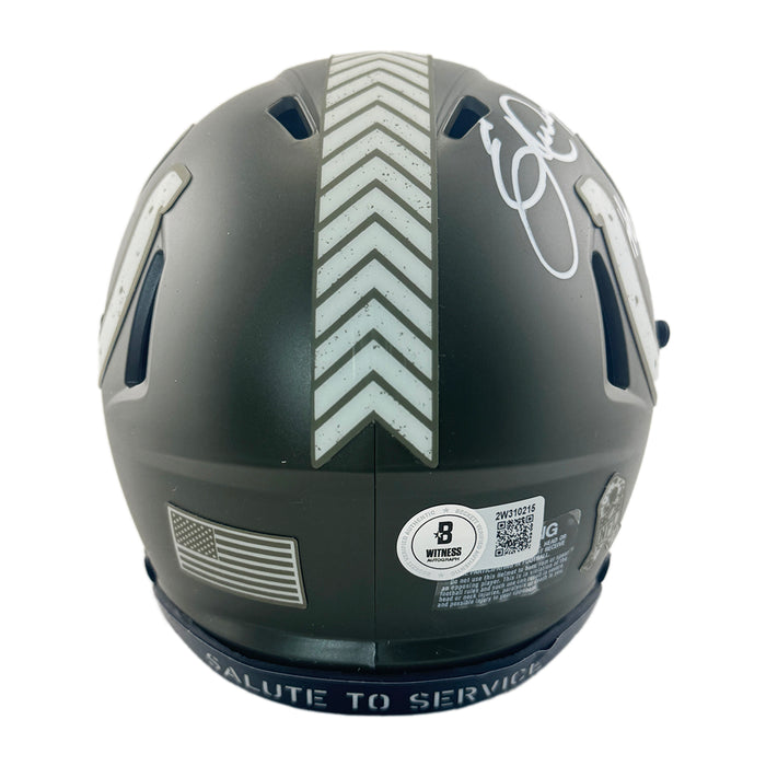 Eric Dickerson Signed HOF 99 Inscription Indianapolis Colts Salute to Service Mini Football Helmet (Beckett)