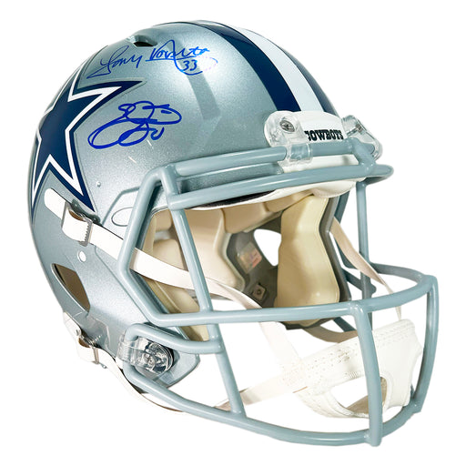 Tony Dorsett, Ezekiel Elliott & Emmitt Smith Signed Dallas Cowboys Authentic Speed Full-Size Football Helmet (Beckett)