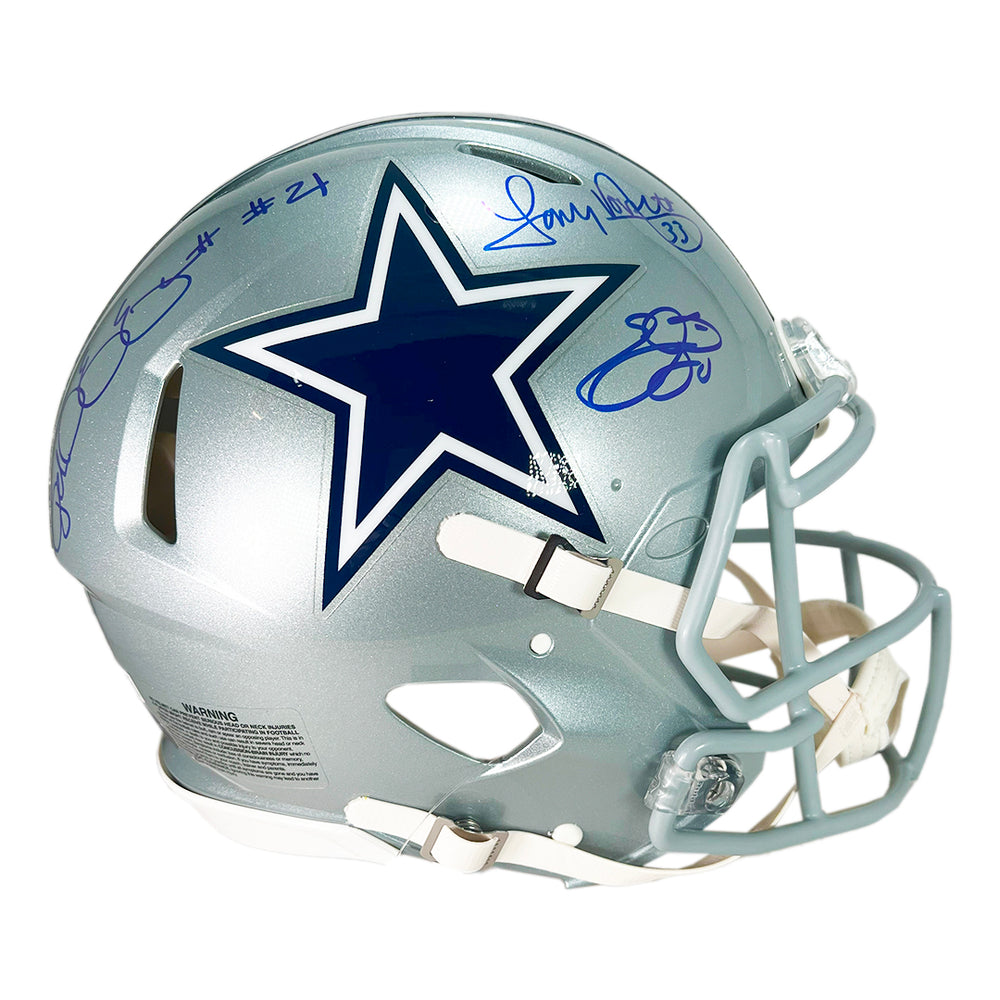 Tony Dorsett, Ezekiel Elliott & Emmitt Smith Signed Dallas Cowboys Authentic Speed Full-Size Football Helmet (Beckett)