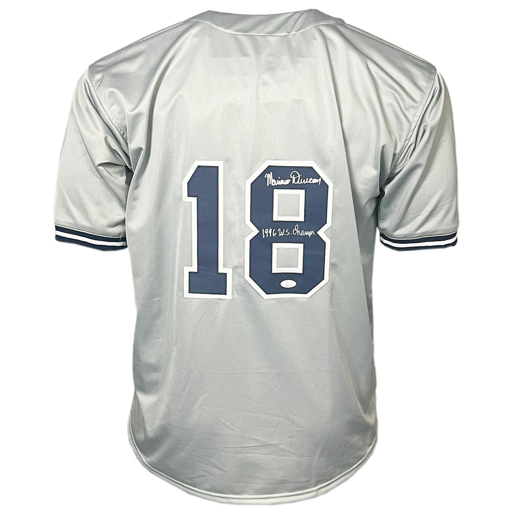 Mariano Duncan Signed 1996 WS Champs Inscription New York Grey Baseball Jersey (JSA)