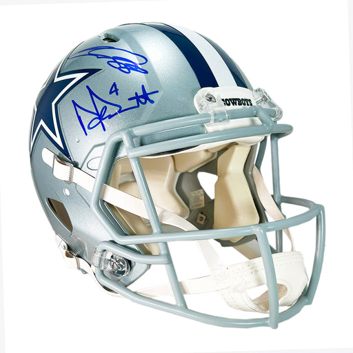 CeeDee Lamb, Ezekiel Elliott & Dak Prescott Signed Dallas Cowboys Authentic Speed Full-Size Football Helmet (Beckett)