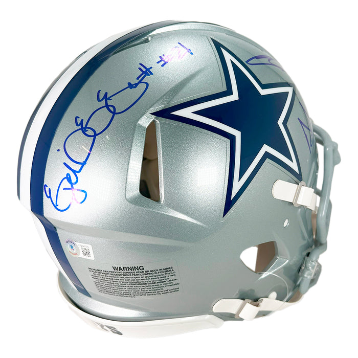 CeeDee Lamb, Ezekiel Elliott & Dak Prescott Signed Dallas Cowboys Authentic Speed Full-Size Football Helmet (Beckett)