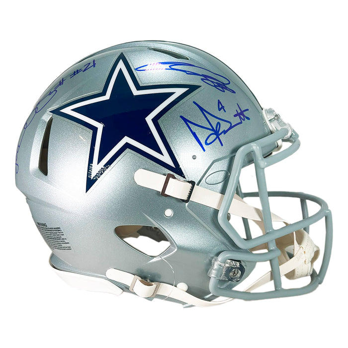 CeeDee Lamb, Ezekiel Elliott & Dak Prescott Signed Dallas Cowboys Authentic Speed Full-Size Football Helmet (Beckett)