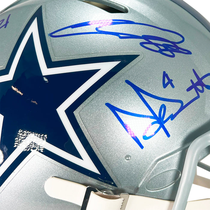 CeeDee Lamb, Ezekiel Elliott & Dak Prescott Signed Dallas Cowboys Authentic Speed Full-Size Football Helmet (Beckett)