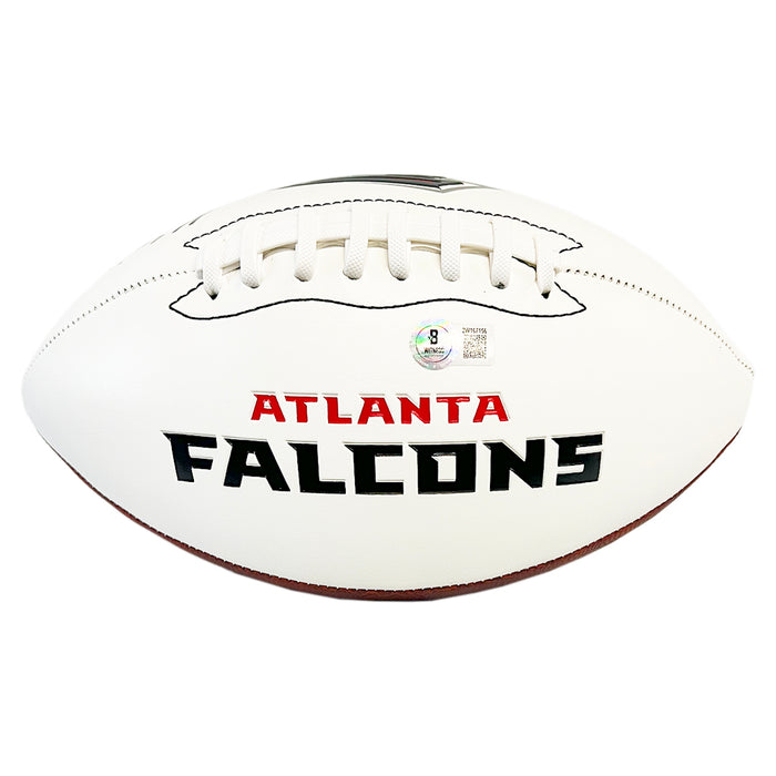 Kaden Elliss Signed John 3:16 Inscription Atlanta Falcons Official NFL Team Logo White Football (Beckett)