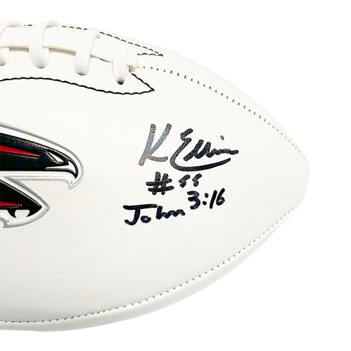 Kaden Elliss Signed John 3:16 Inscription Atlanta Falcons Official NFL Team Logo White Football (Beckett)