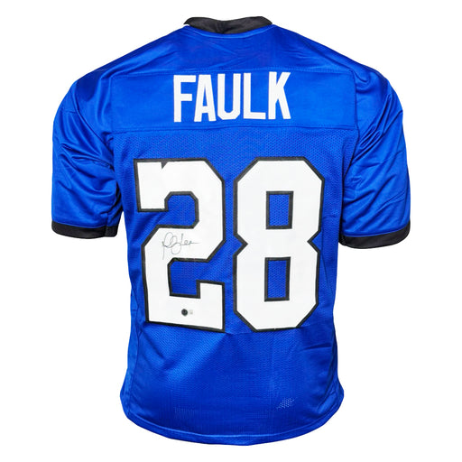 Marshall Faulk Signed Indianapolis Blue Football Jersey (Beckett)