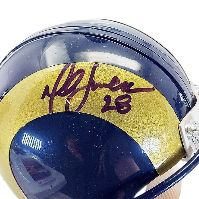 Marshall Faulk Signed St. Louis Rams Mini Football Helmet (JSA) - RSA