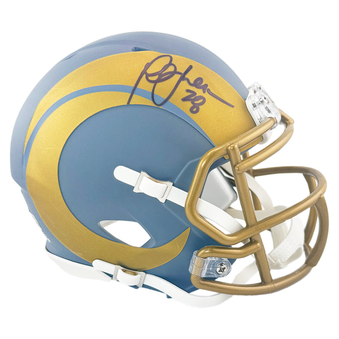 Marshall Faulk Signed Los Angeles Rams Slate Alternate Speed Mini Football Helmet (Beckett)