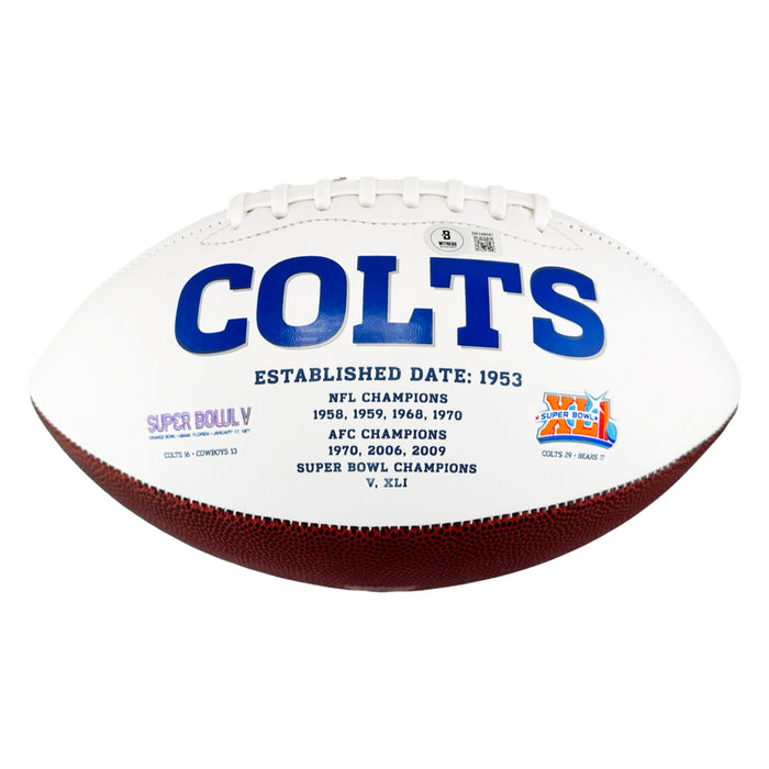 Will Fries Signed Indianapolis Colts Official NFL Team Logo White Football (Beckett)