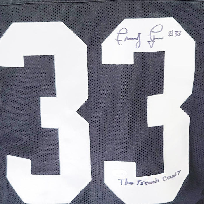 John Fuqua Signed The French Count Inscription Pittsburgh Black Football Jersey (JSA) - RSA