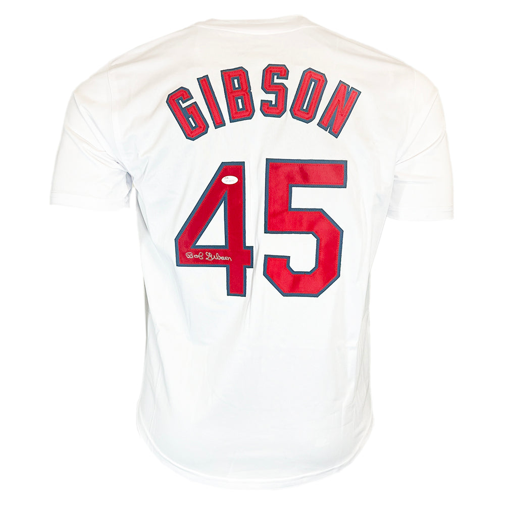 Bob Gibson Signed St. Louis White Button Up Baseball Jersey (JSA)