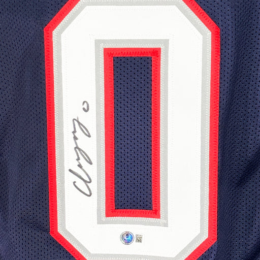 Christian Gonzalez Signed New England Blue Football Jersey (Beckett)