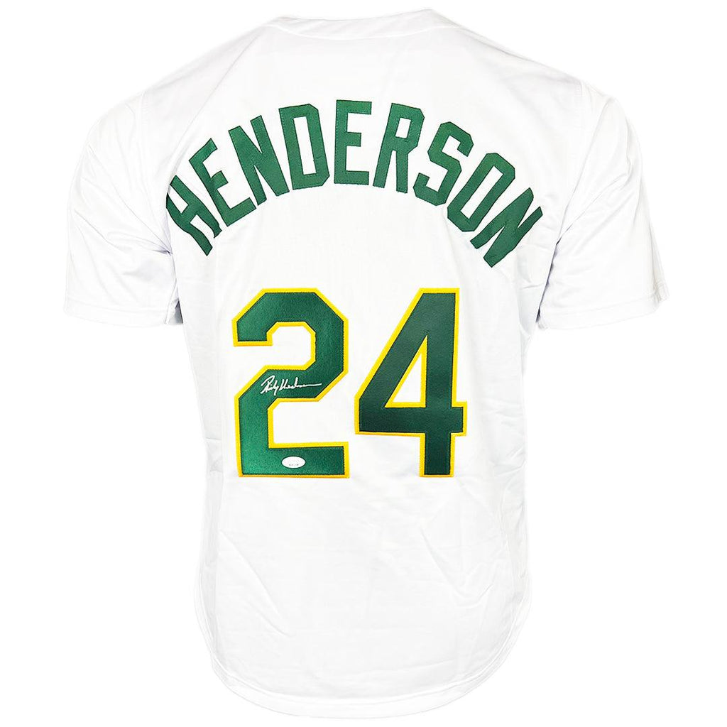 Rickey Henderson Signed Oakland White Baseball Jersey (JSA) — RSA