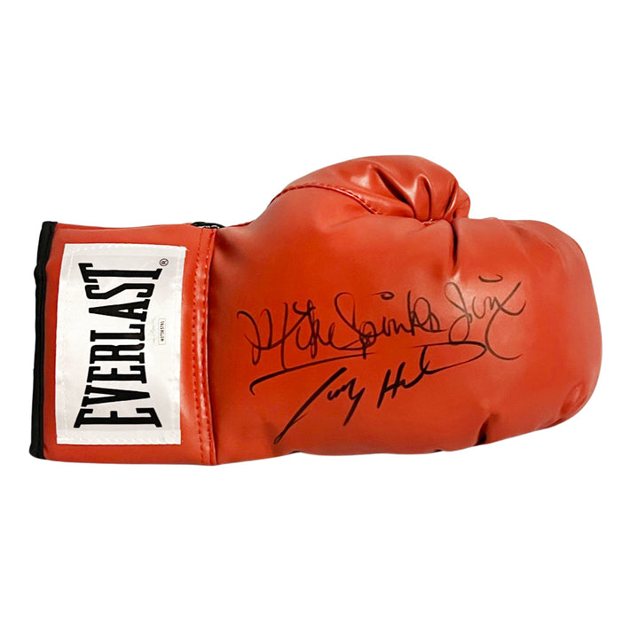 Michael Spinks And Larry Holmes Dual Signed Red Boxing (JSA)