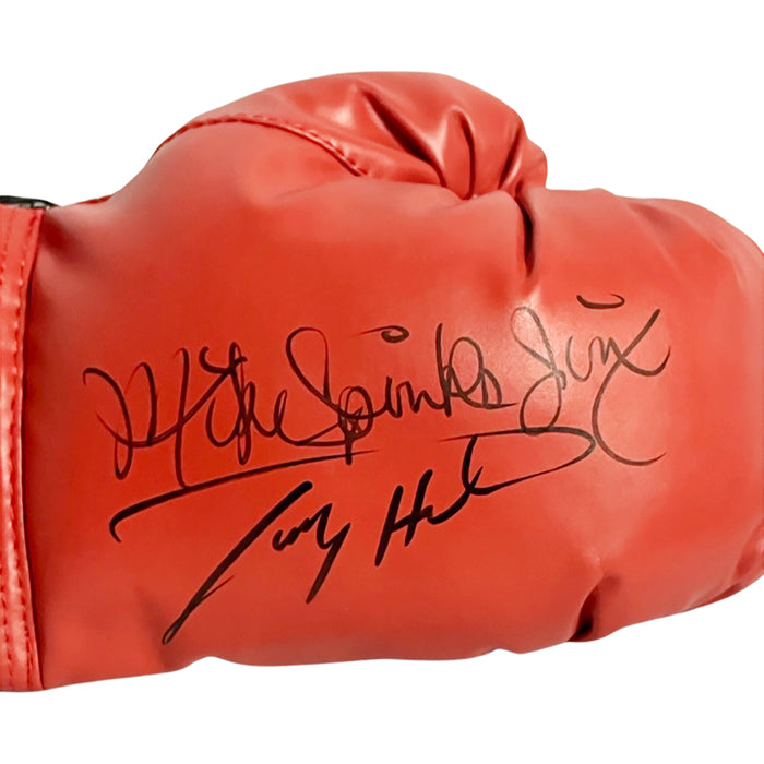 Michael Spinks And Larry Holmes Dual Signed Red Boxing (JSA)