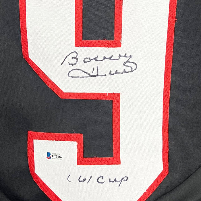 Bobby Hull Signed 61 Cup Inscription Chicago Black Hockey Jersey (Beck — RSA