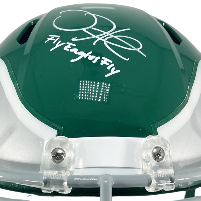 Jalen Hurts Signed Eagles Fly Eagles Inscribed Philadelphia Eagles Speed Full-Size Replica 1985-95 Throwback Football Helmet (JSA)