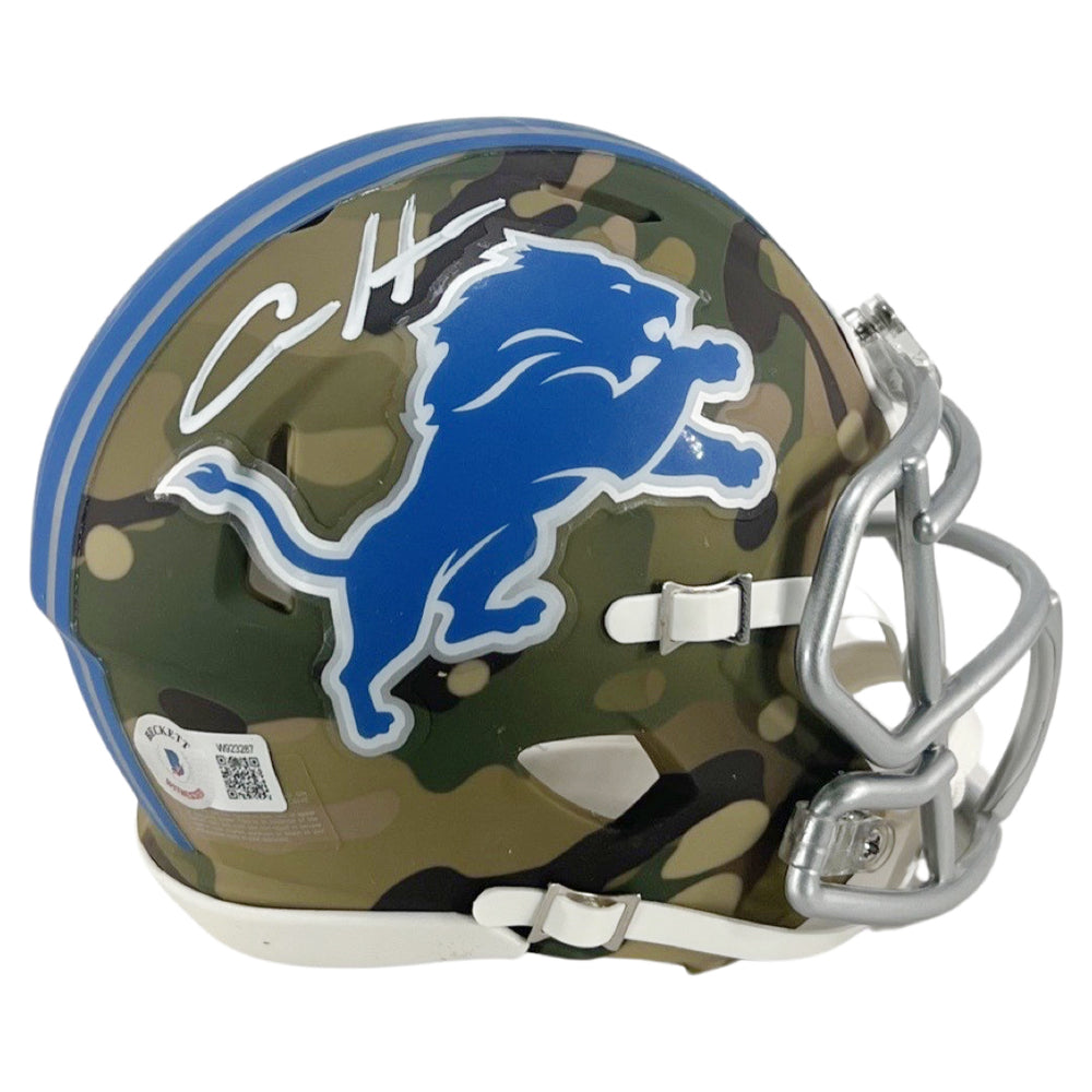 Aidan Hutchinson Signed Detroit Lions Camo Speed Mini Football Helmet (Beckett)