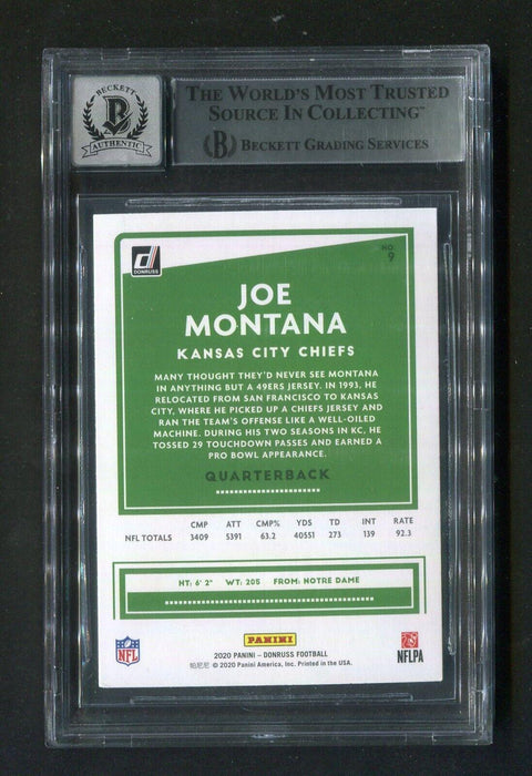 2020 Panini Donruss Joe Montana #9 BGS 10 Autograph Signed Football Ca — RSA