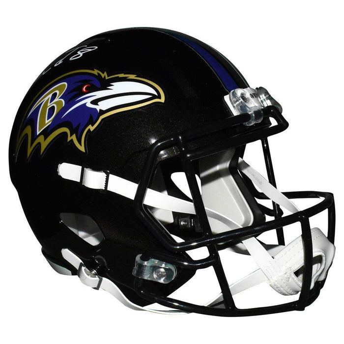 Lamar Jackson Signed White Ink Baltimore Ravens Speed Full-Size Replic — RSA
