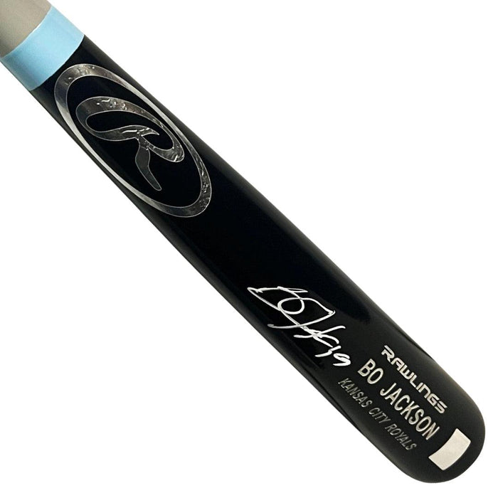 Bo Jackson Signed Kansas City Royals Rawlings Black and Silver Baseball Bat (Beckett) - RSA