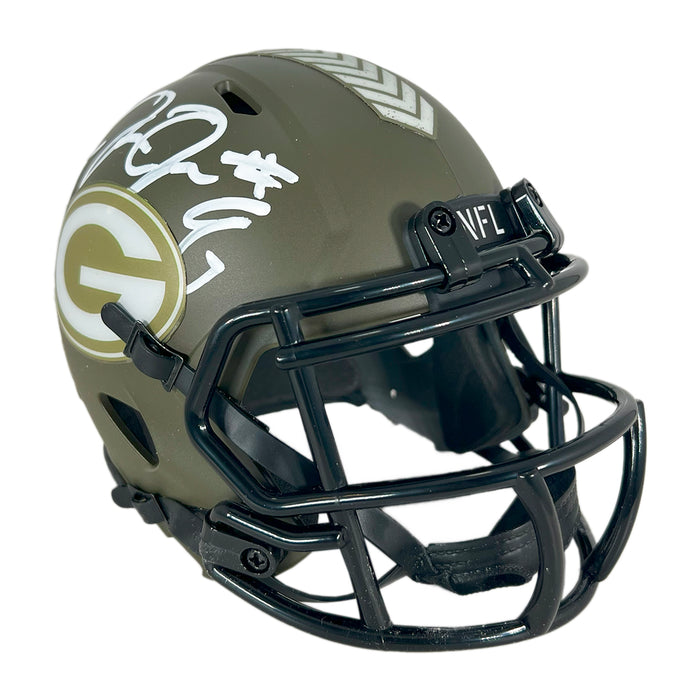 Josh Jacobs Signed White Ink Green Bay Packers STS Mini Football Helmet (Beckett)