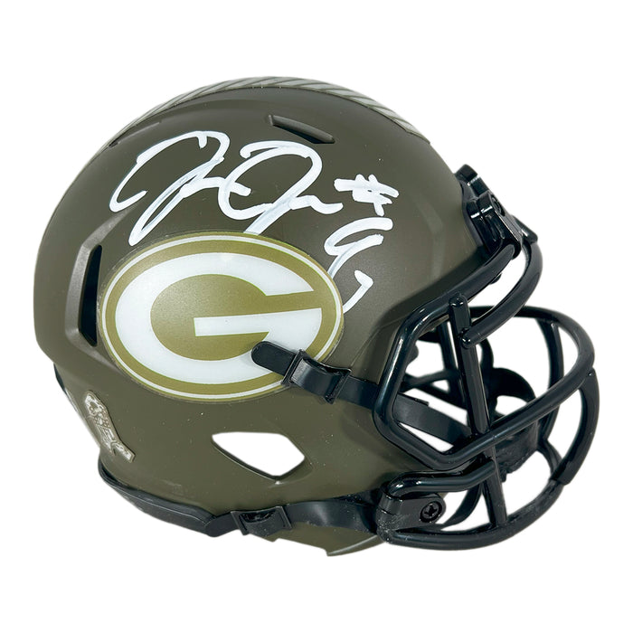 Josh Jacobs Signed White Ink Green Bay Packers STS Mini Football Helmet (Beckett)