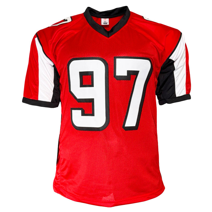 Grady Jarrett Signed Atlanta Red Football Jersey (Beckett)