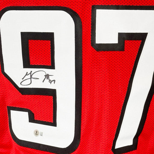 Grady Jarrett Signed Atlanta Red Football Jersey (Beckett)