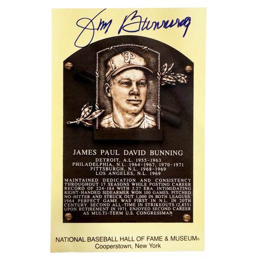 Jim Bunning Signed HOF Plaque Card (JSA)