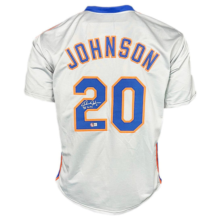 RSA Howard Johnson Signed 86 WSC Inscription New York Grey Baseball Jersey (Beckett)